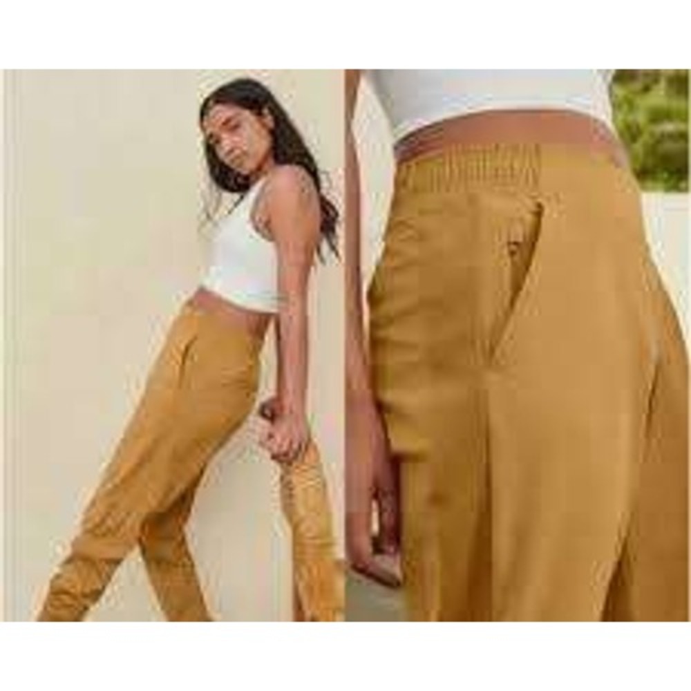 Athleta Textured Brooklyn Jogger Mustard Yellow Ribbed Side Panel Pants Size 2